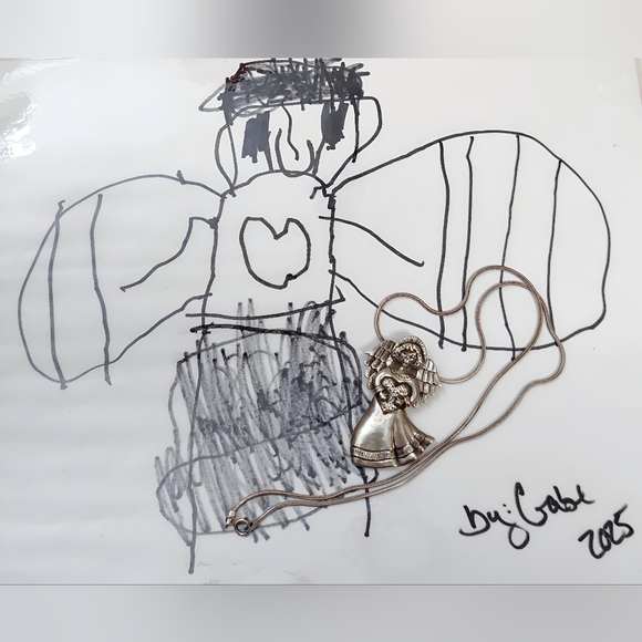 Vintage Sterling Silver Large Angel Brooch Pin Necklace Pendant with 20" Chain - Picture 13 of 14